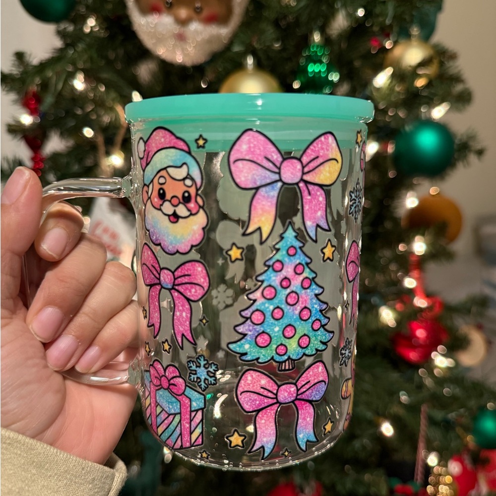 Festive Holiday Mug with Santa and Tree Design
